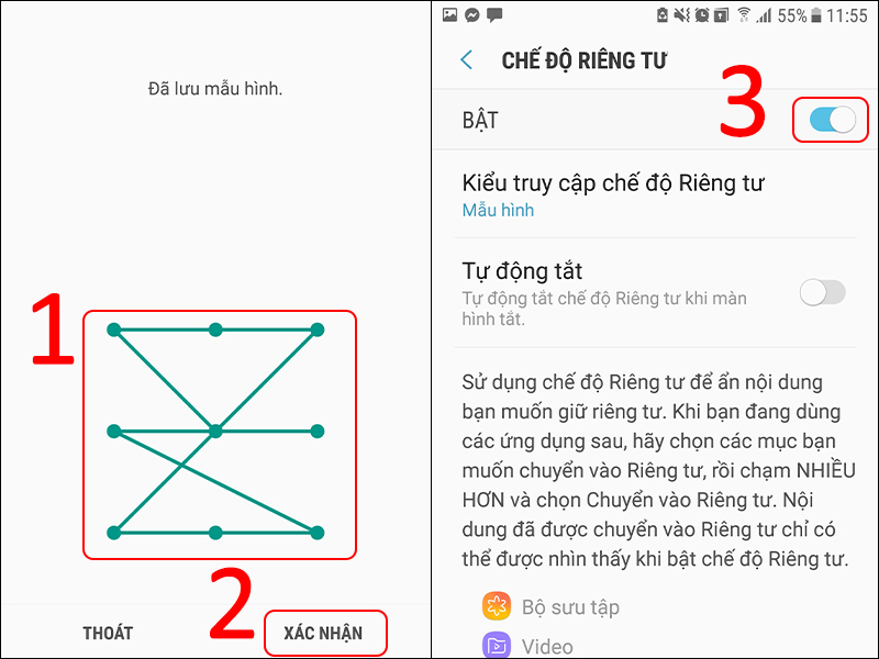 Bật th&agrave;nh c&ocirc;ng chế độ ri&ecirc;ng tư
